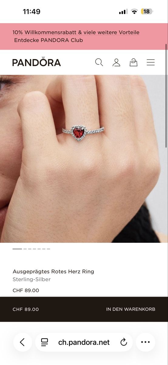 Pandora Ringe: Roter Herz Ring Pandora  – Gebraucht aus Horgen von stu_cjc8 7