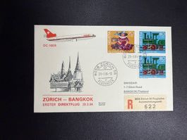 Swissair Erstflugbrief Zürich-Bangkok 1984