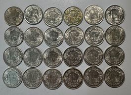 SILBERMÜNZEN SCHWEIZ, 24 STÜCK, Jg. 1963-1967, Konvolut 3