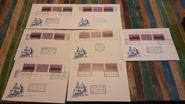 1982 7x FDC Karte 100 Jahre Gotthardbahn Bahnstempel