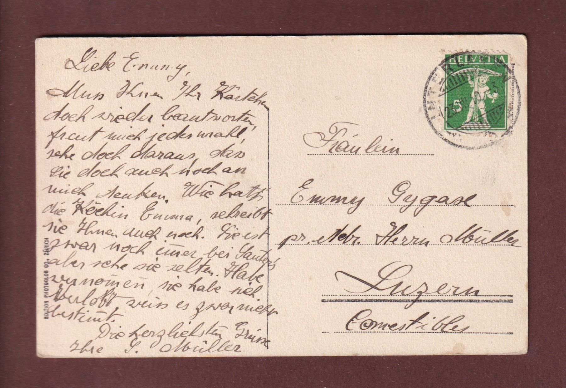 Cartoline postali: INTERLAKEN - Jungfrau - 1910 – Usato da Pully venduto da nicecards 1