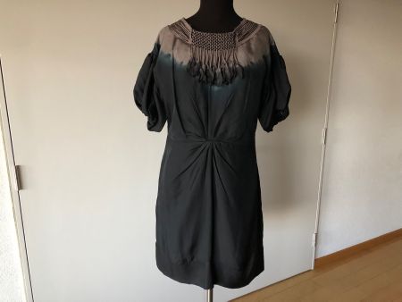 DAY Kleid ☀️100% Seide aus DK🇩🇰 Sandgrau/Schwarz 38