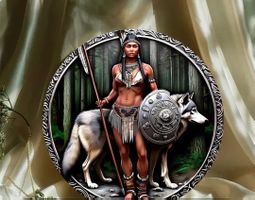 Metallschild  Wolf 20cm Durchmesser / Bild