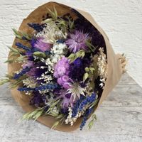 Trockenblumen Strauss Bund mix "lila-verde" Ø ca.17 cm