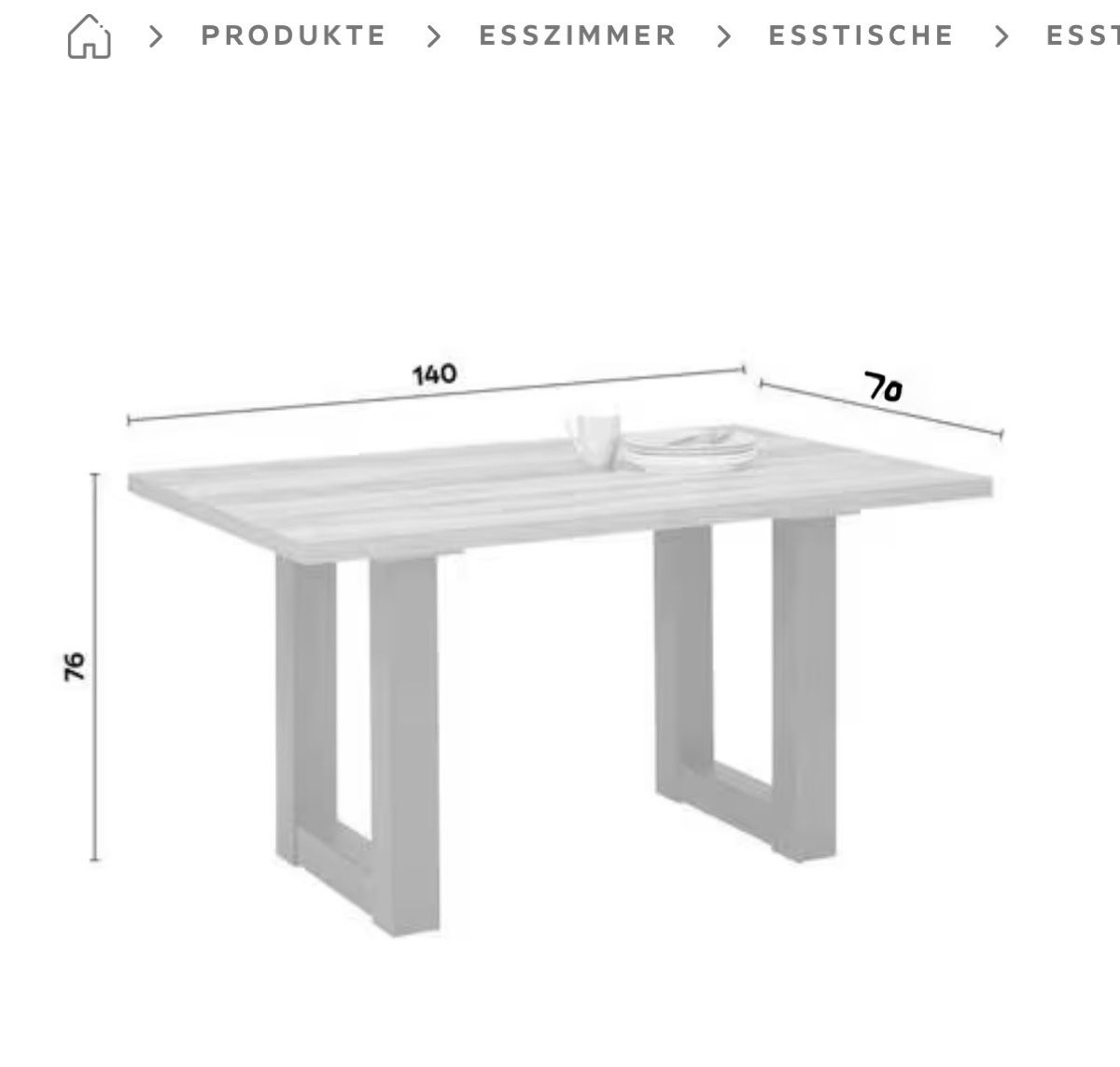 Tavoli: Esstisch 140x70 Eiche/schwarz – Usato da Burgdorf venduto da lar_v9t6 2