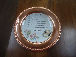 Assiette décorative "Noces d'Or" porcelaine et cuivre