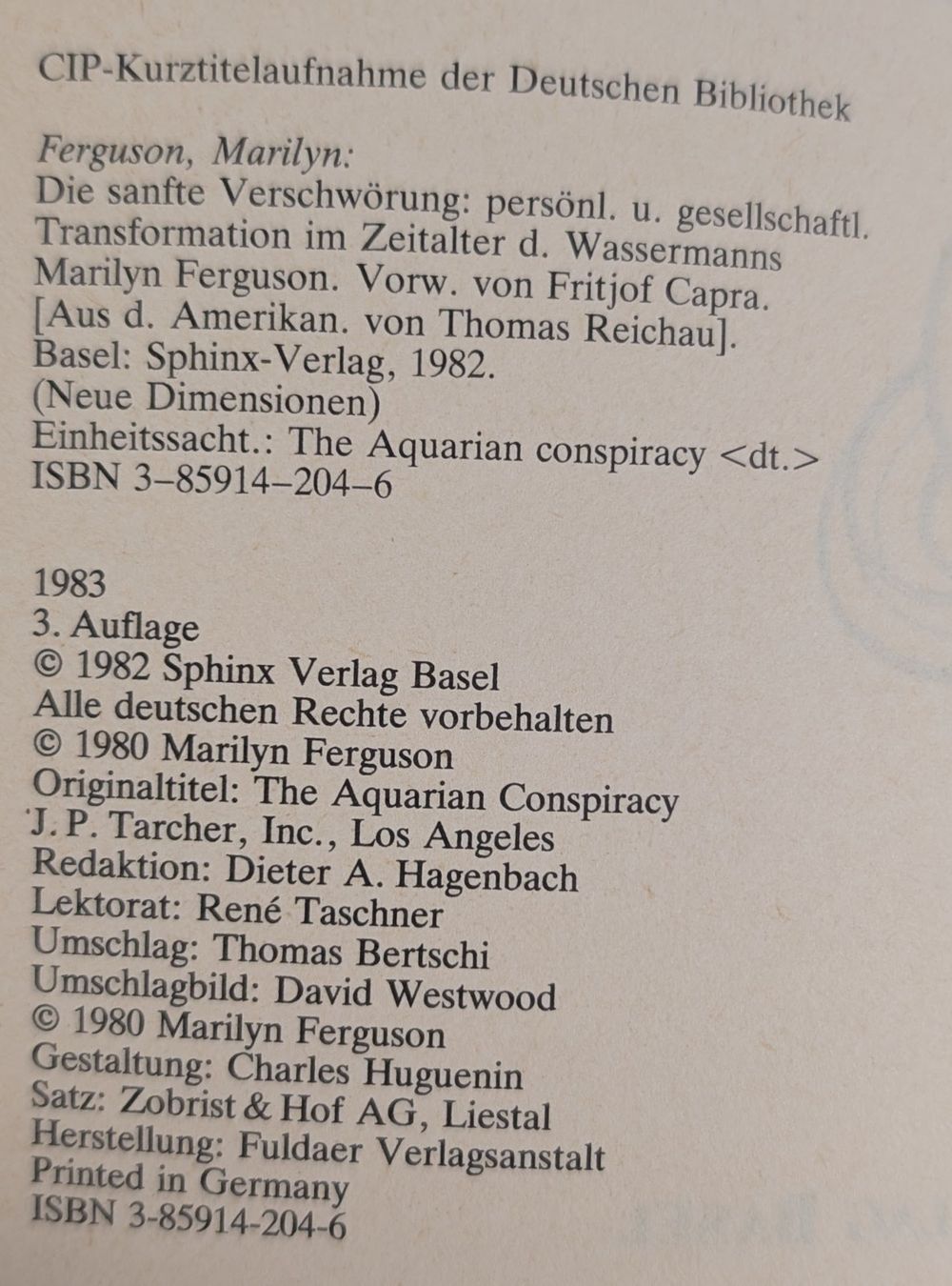 Libri: Die sanfte Verschwörung - Marilyn Ferguson,Top – Usato da Zürich venduto da axolottchen 5