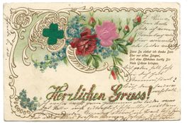 Samt- und Seiden-Applikation - Rosen - Herzlichen Gruss 1904