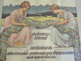 schöne Farb-Lithographie, Anerkennungs-Urkunde, monogr.
