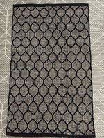 Läufer Teppich kariert schwarz weiss 84x50