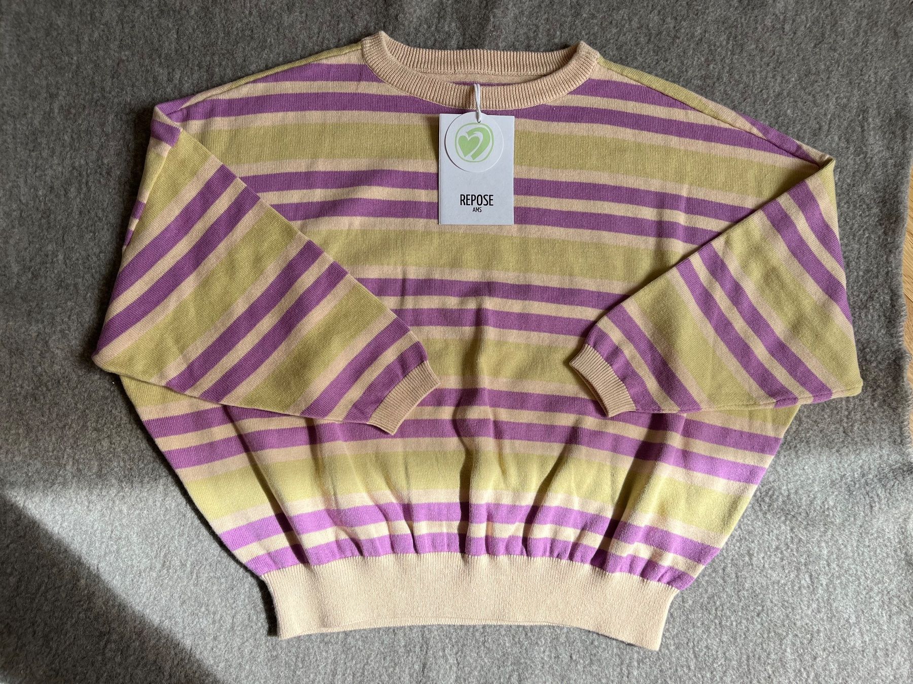Pullover & Sweatshirts: Gestreifter Repose Wollpulli Gr 8J lila beige gestreift – Gebraucht aus Binningen von dygsr