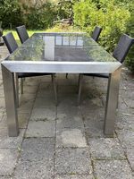 Hochwertiger Gartentisch aus Edelstahl Naturstein