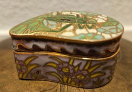 Cloisonne Schmuckschatulle Dose Email Heuschrecke Tropfenfor