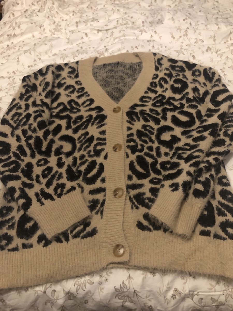 Maglioni & Felpe: Cardigan leopardato beige e nero, taglia L – Nuovo (secondo la descrizione) da Uster venduto da mar_pqx5