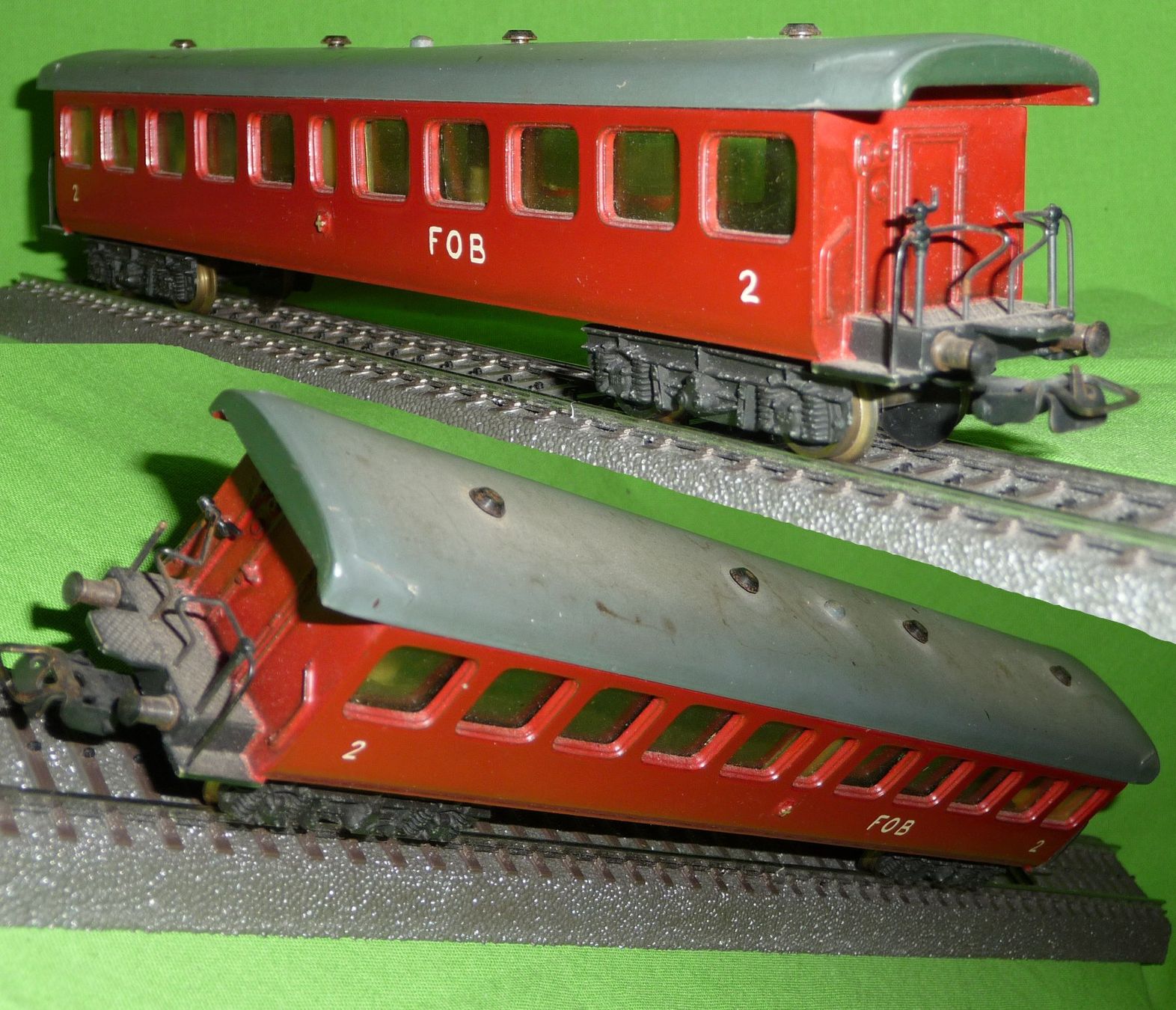 Pocher Modelleisenbahnen: antiker POCHER Seetal Plattformwagen SBB rot gemalt  "FOB" – Gebraucht aus Winterthur von Ricardo211 1