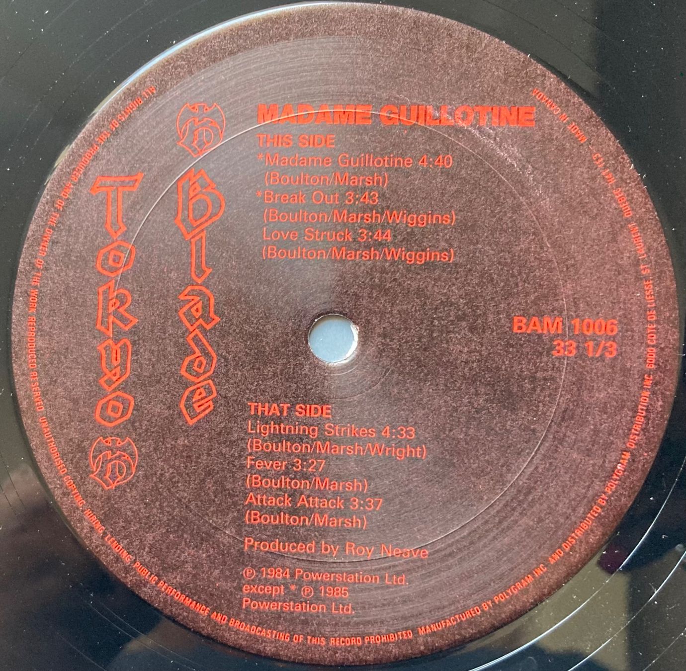 Vinyles: TOKYO BLADE - MADAME GUILLOTINE – D'occasion à Poliez-Pittet par Newtown-Records 2