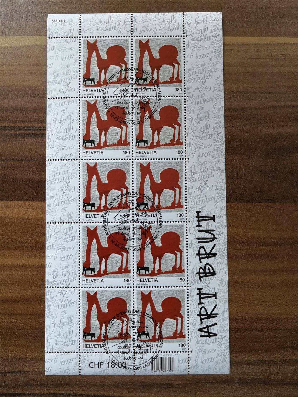 Tutti i francobolli: Kleinbogen Art Brut Carlo Zinelli Ersttag – Usato da Rickenbach SO venduto da Bytebull