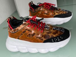 VERSACE Chain Reacton Runner Pony Leder Low Top Sneakers 42