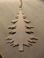 Weihnachtsbaum Anhänger beige mit Glimmer