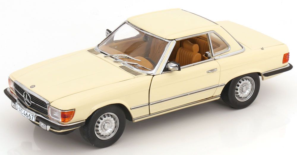 Sun Star 1/18 Mercedes 350 SL Hardtop R107 1977 Ivoire – Neuf Sous Boîte