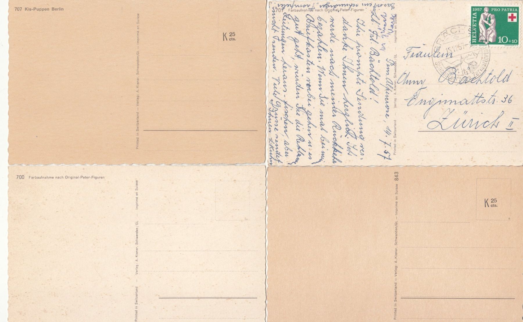 Cartoline postali: Mecki/Kis/Peter ca. 1950, 4 Karten – Usato da Bürglen TG venduto da StampGraf 1