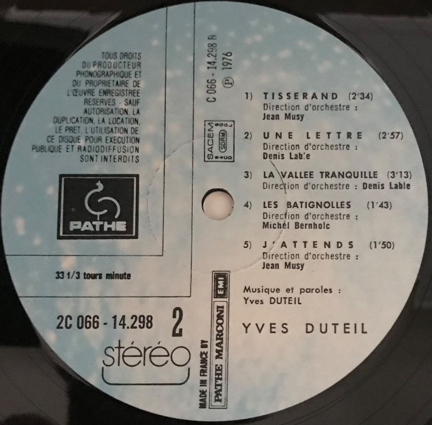 Schallplatten: YVES DUTEIL - YVES DUTEIL - 33 Tours – Gebraucht aus Bussigny von vinyl-pas-cher 3