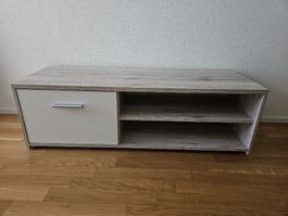 Meuble TV - Contemporain - Blanc et décor chêne