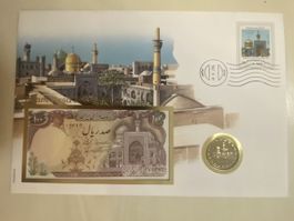 Banknotenbrief mit Münze - Iran