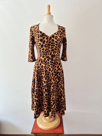 KLEID DRESS L 40 VINTAGE CHIC 12 LEOPARDENMUSTER,  TOP