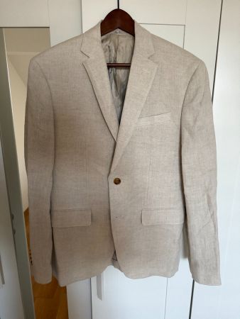 Costume 100% lin veste pantalon homme blanc beige 50 fit