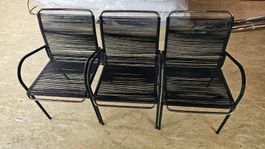 3x Stuehle Schwarz Metall Guter Zustand