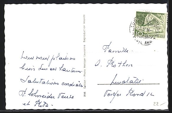 Ansichtskarten: AK Les Cullayes, Pension Delessert, 1957 – Gebraucht aus Berlin von bartko-reher 1