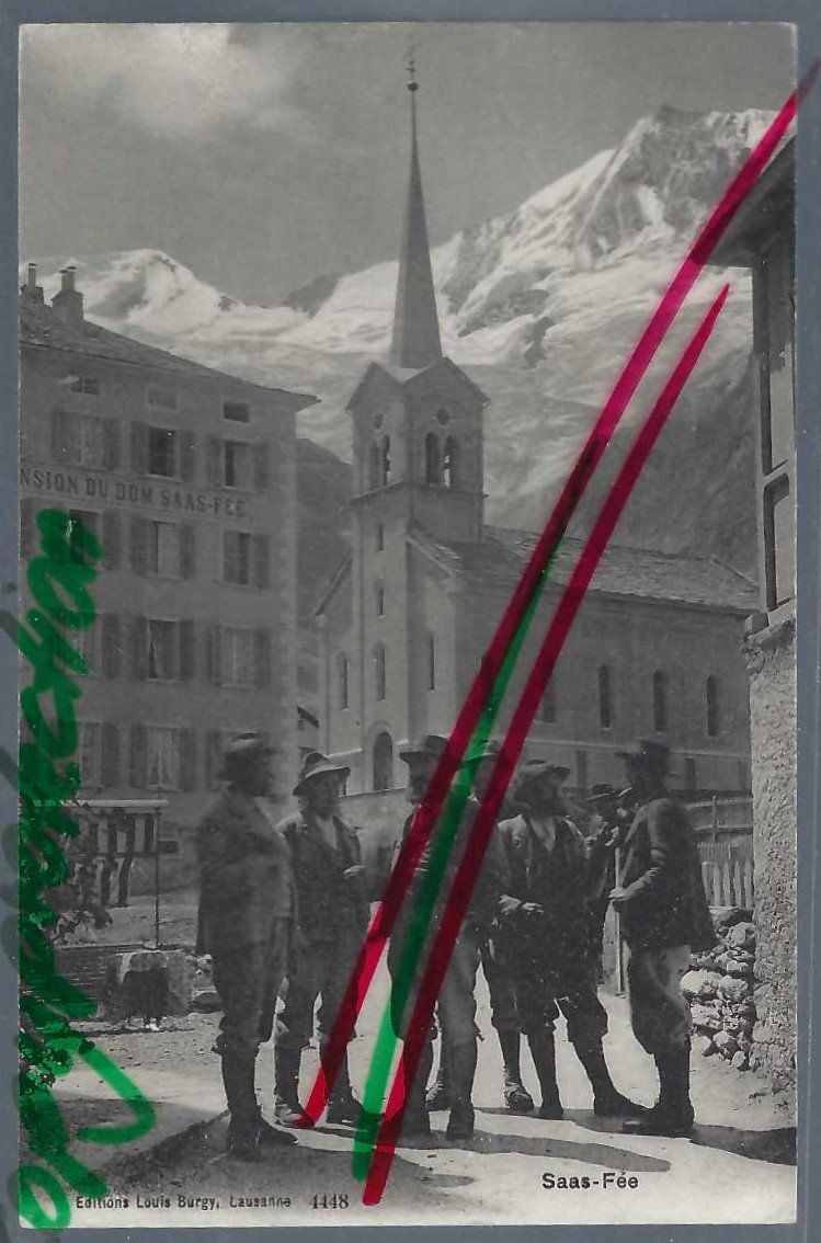 Cartoline postali: Saas Fee. Alte Kirche. – Usato da Horw venduto da SwissSteamMemories