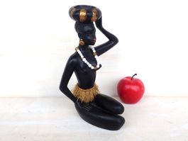 Figur Frau Afrika Gips Vintage Mid Century Kerzenständer