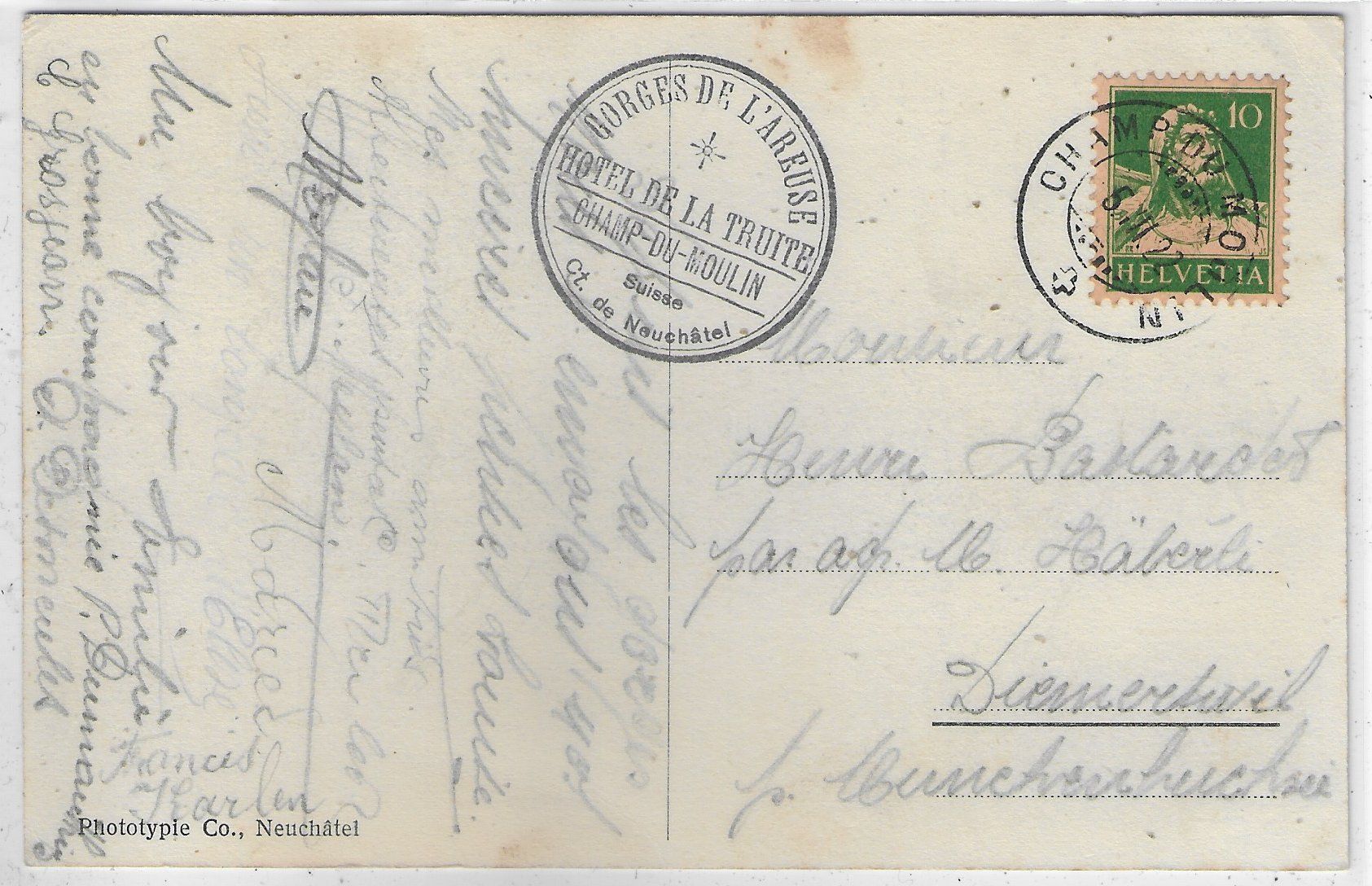Cartoline postali: Champ-du-Moulin - Gorges de l'Areuse – Usato da Ettingen venduto da Kartenplanet 1