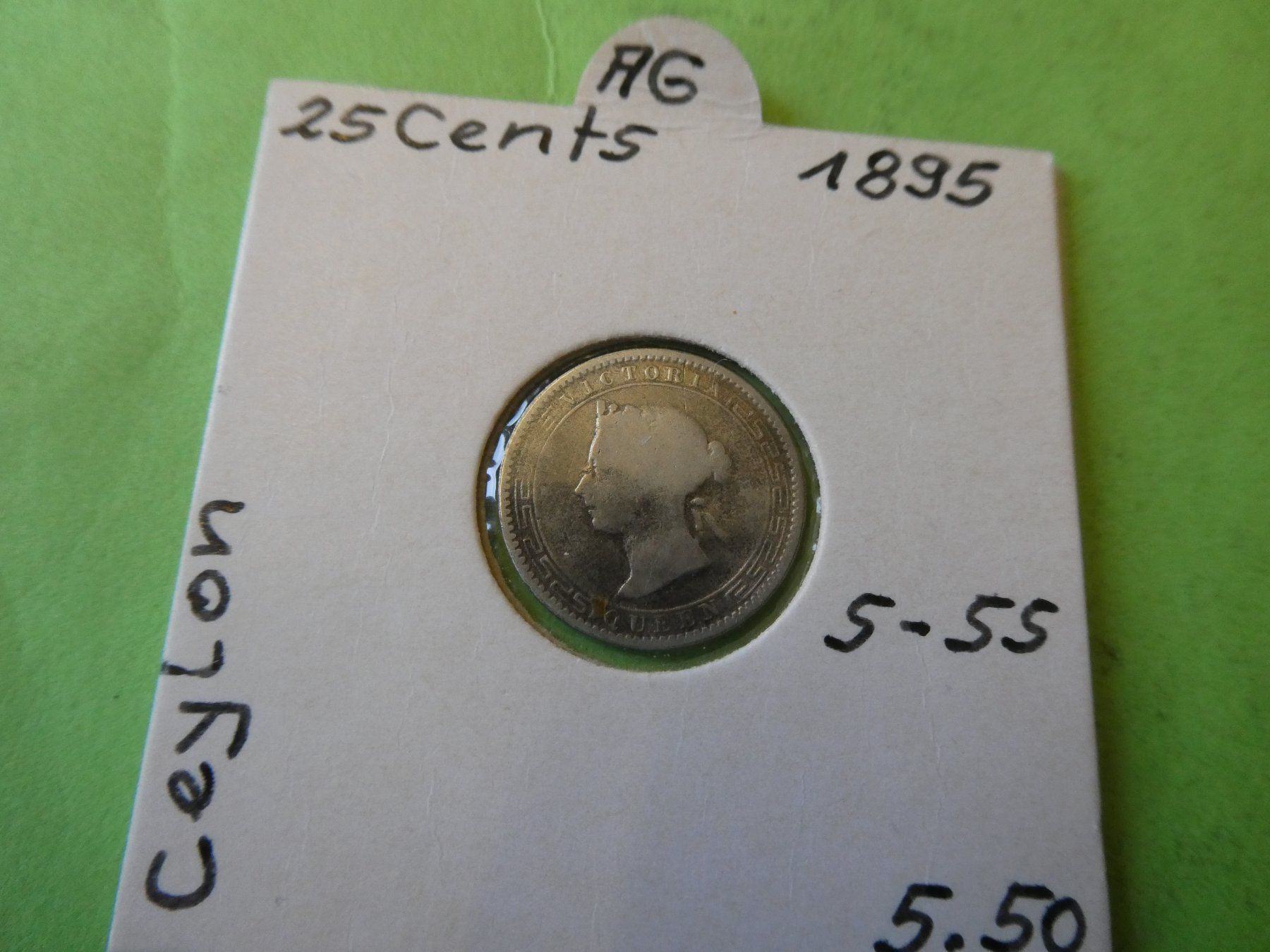 Tutti le monete: Ceylon 1895, 25 Cents    Silber – Usato da Hinterforst venduto da Rohusri