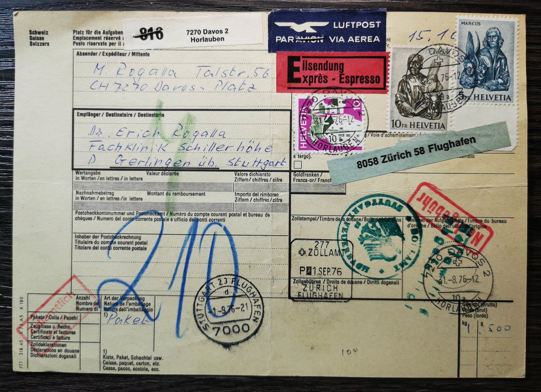 Tous les timbres: TR59 Document + Timbre Suisse 1976 – D'occasion à Cousset par Patrick_Collections