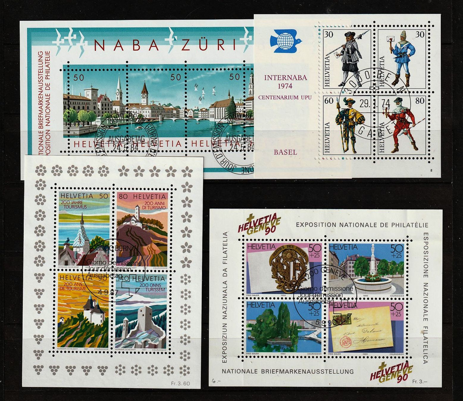 Alle Briefmarken: 1974 - 1990 4 Sonderblocks ETS – Neu (gemäss Beschreibung) aus Arlesheim von gaugi43