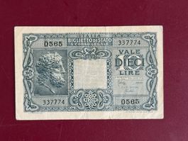 ITALIA - DIECI LIRE 23 Novembre 1944 - Circolato / Gebraucht