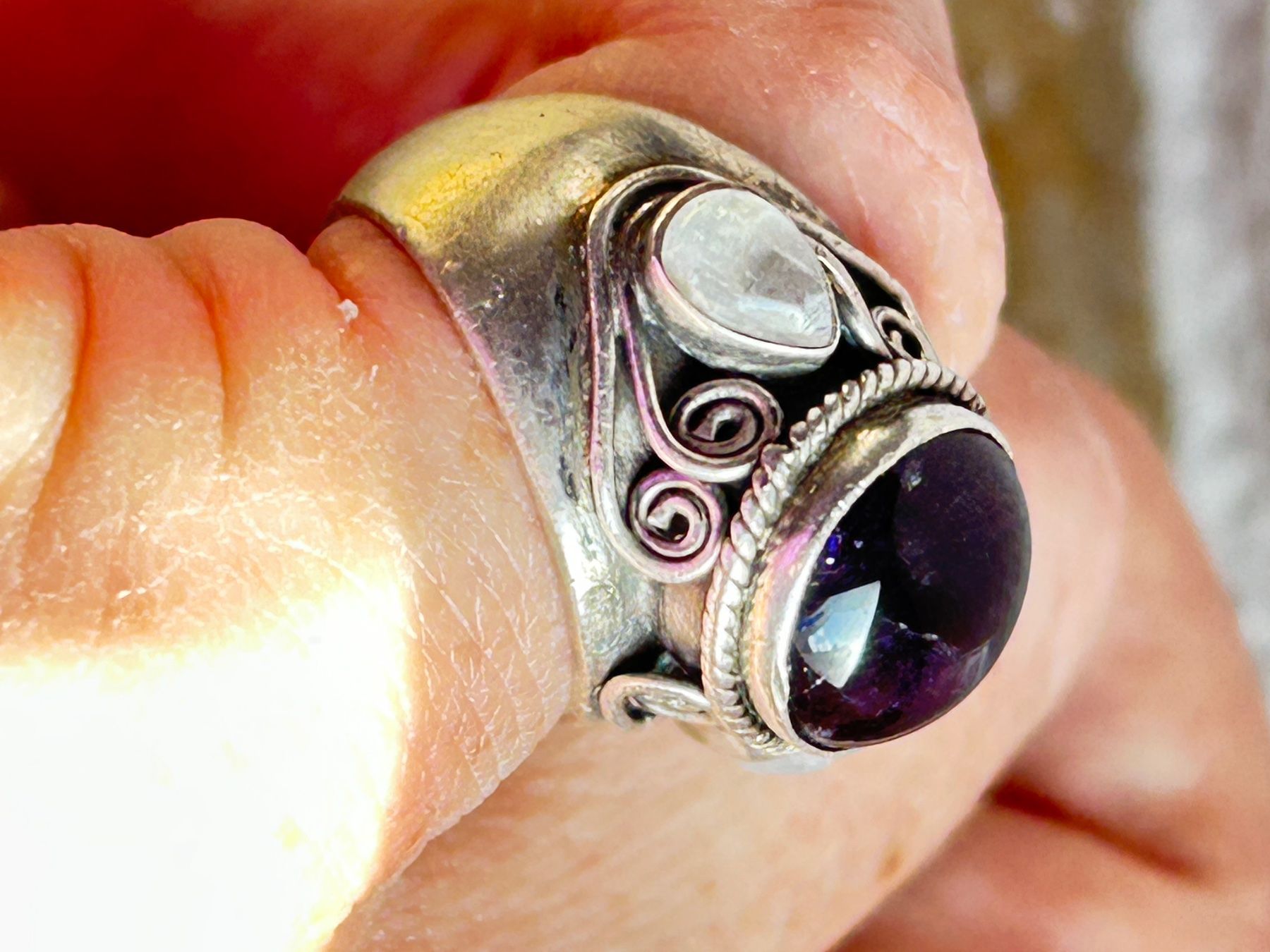 Anelli: Silber Ring braunschwarzer Stein / Mondsteine, Gr.54 – Usato da Laufen venduto da Bellavitaboom 4