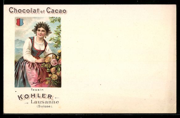 Cartoline postali: Litho Lausanne, Reklame Chocolat et Caca – Usato da Berlin venduto da bartko-reher
