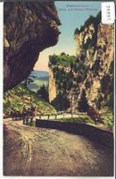 Viamalastrasse - Blick auf Hohen Rhätien - Postkutsche Litho