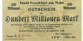 Frankfurt 100 Mil.Mark Serie A 28.09.1923 VZ+-VZ++