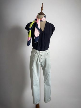 Please Jeans P78A Pastell-Mint Knopfleiste Grösse S