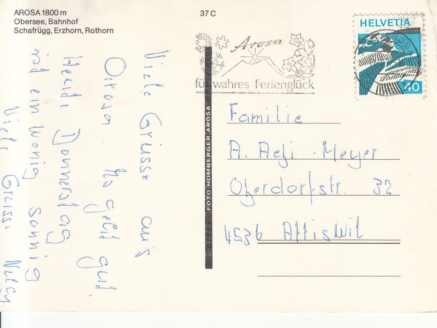 Cartoline postali: Arosa 1977 – Usato da Bürglen TG venduto da StampGraf 1