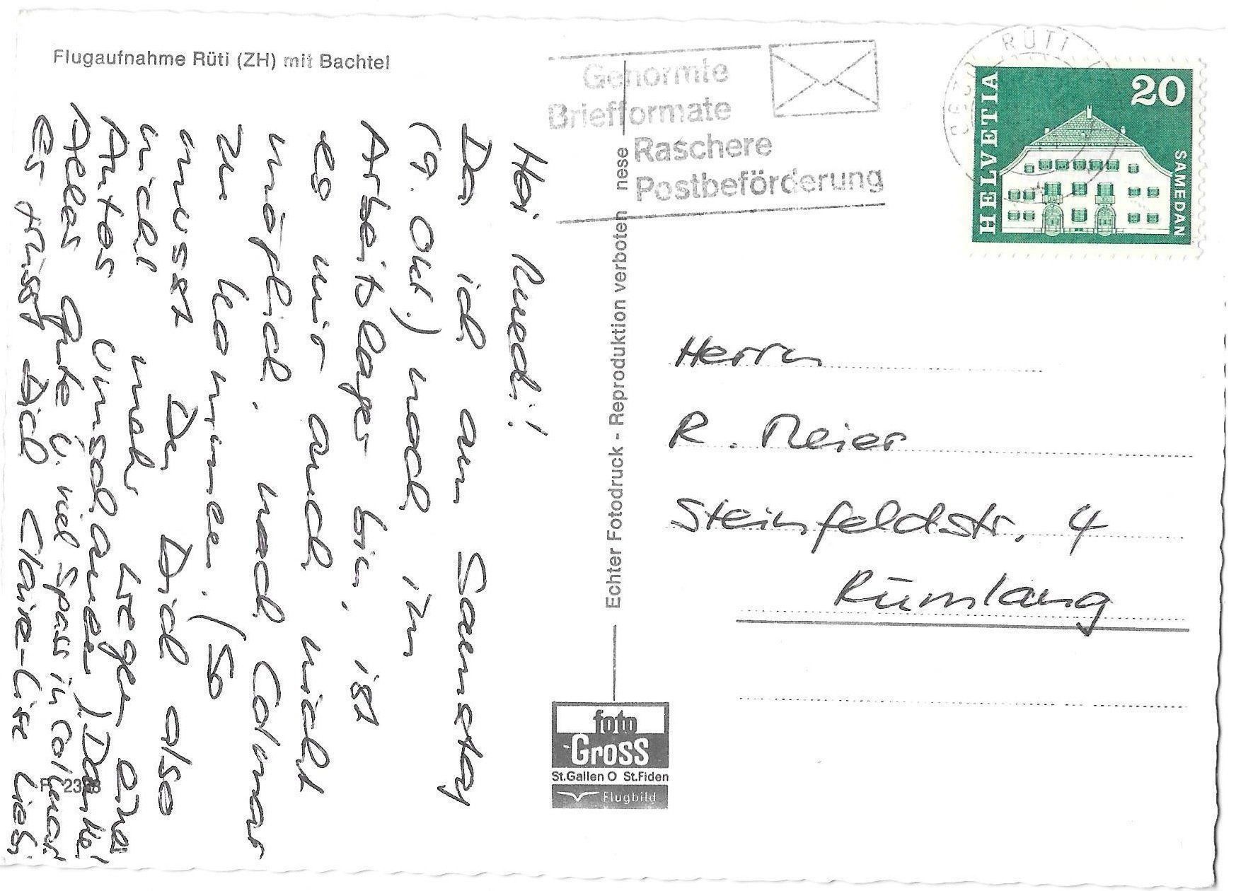 Cartes postales: Rüti Flugaufnahme – D'occasion à Olten par clotaldi 1