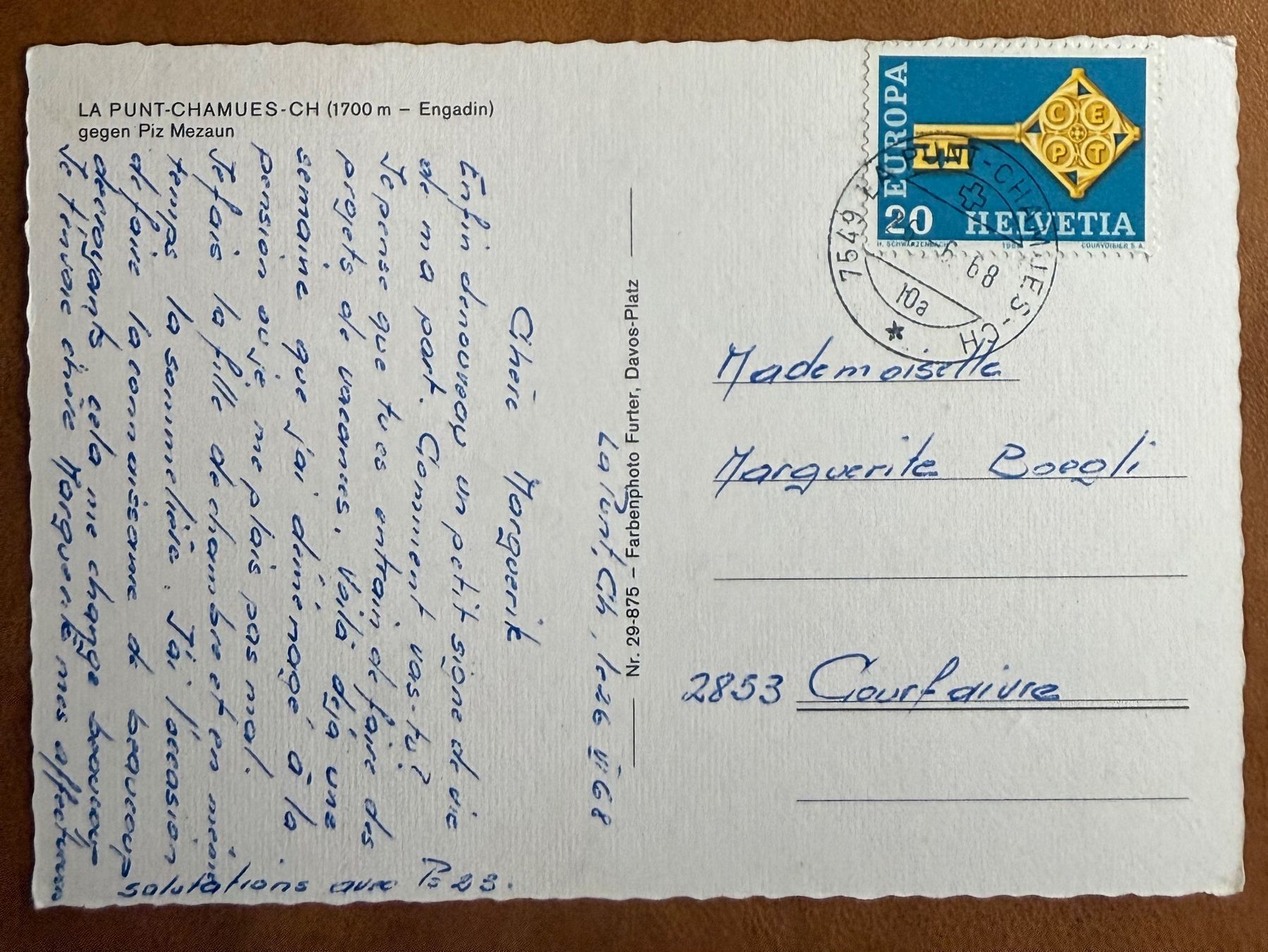 Cartoline postali: la Punt - Chamues - Panorama 1968 – Usato da Lutry venduto da Ediego 1