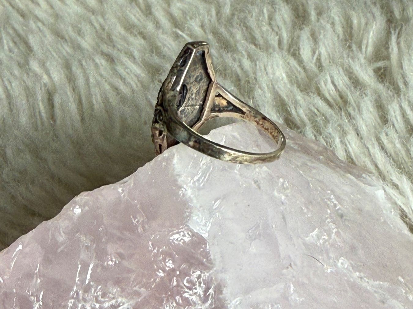 Anelli: Vintage Silberring 925 mit lila Stein – Usato da Istighofen venduto da Ringparadies 1