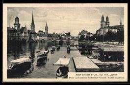 AK Zürich, Blick von der Quaibrücke