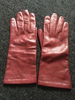 Damen Handschuhe Glatt Leder fein weinrot Futter weiss Gr6,5